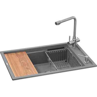 Мийка кухонна GRANADO Optimal Artes grafito (+ змішувач Badalona LUX inox + дозатор Redondo inox + коши (ksg1209) Вінниця