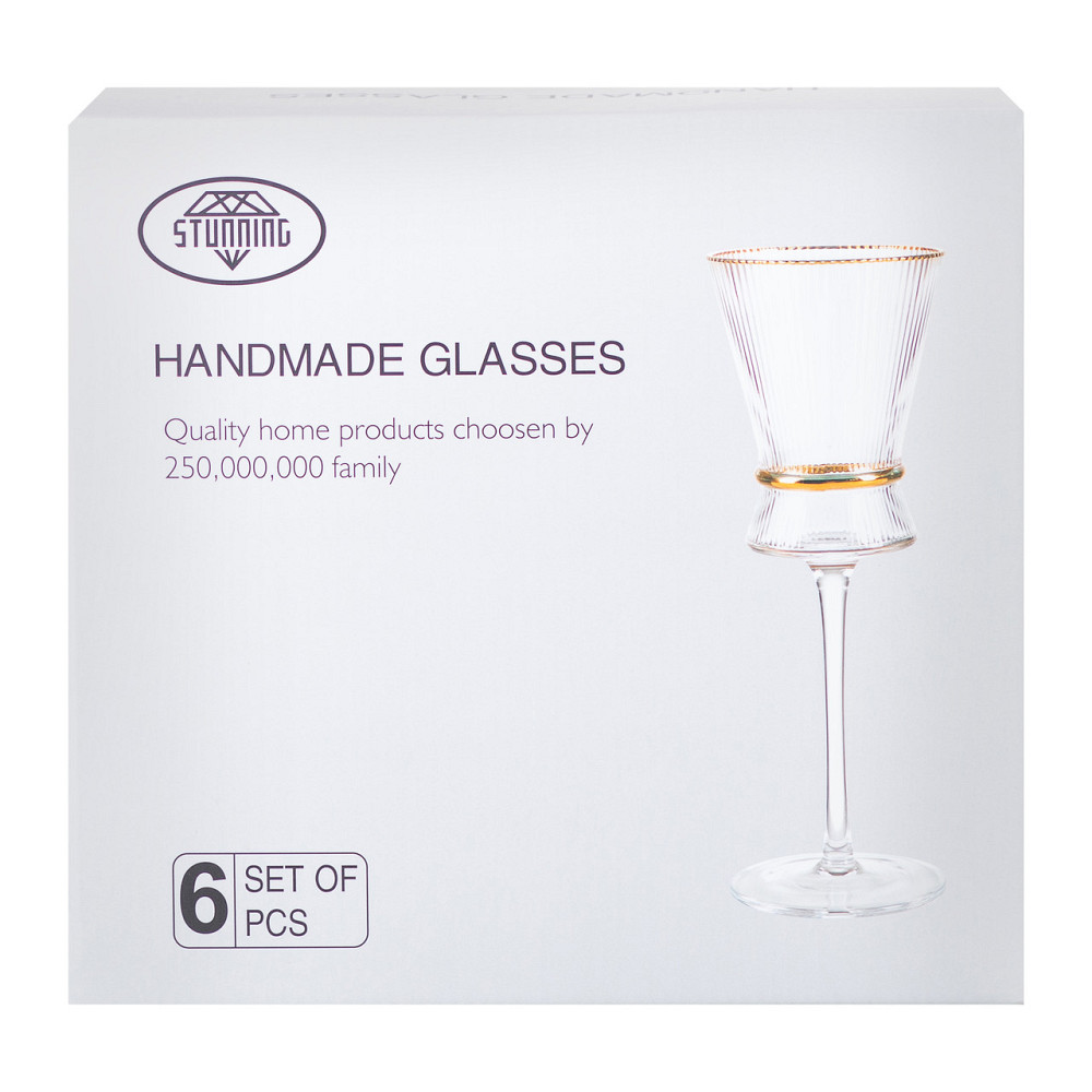 Yiwu Набір з 6 келихів з високими тонкими ніжками, 300 мл, для вина HP-16-7 Коломия - фото 4