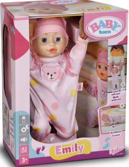 Емілі Emily Перші кроки Baby Born 43 см лялька, яка рухаєтся та повзає. Харків - фото 3