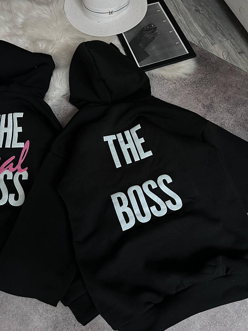 Парні теплі худі для закоханих з написом на спині тринитка на флісі Одеса - фото 7