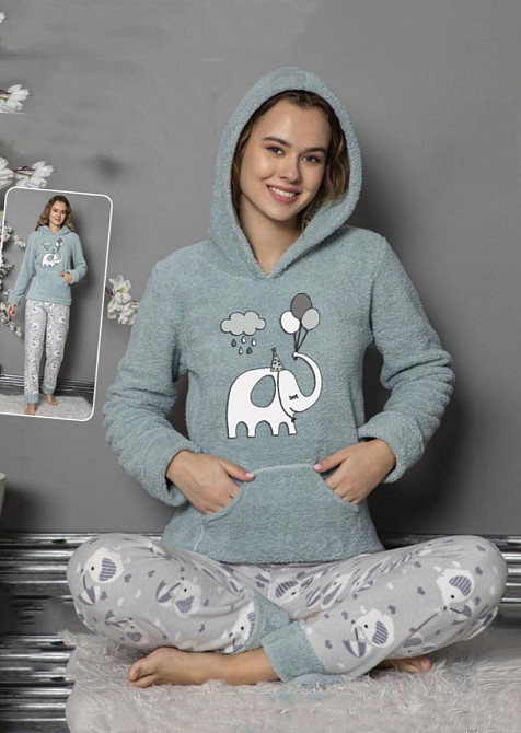 Піжама жіноча тепла махрова Оливковий 3XL Харків - фото 1