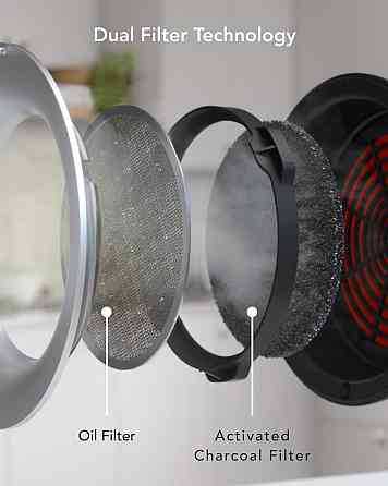 Кухонна витяжка Airhood Wired Чорний портативна безканальна 5 вугільних фільтрів нержавіючий масляний фільтр легке чищення Київ