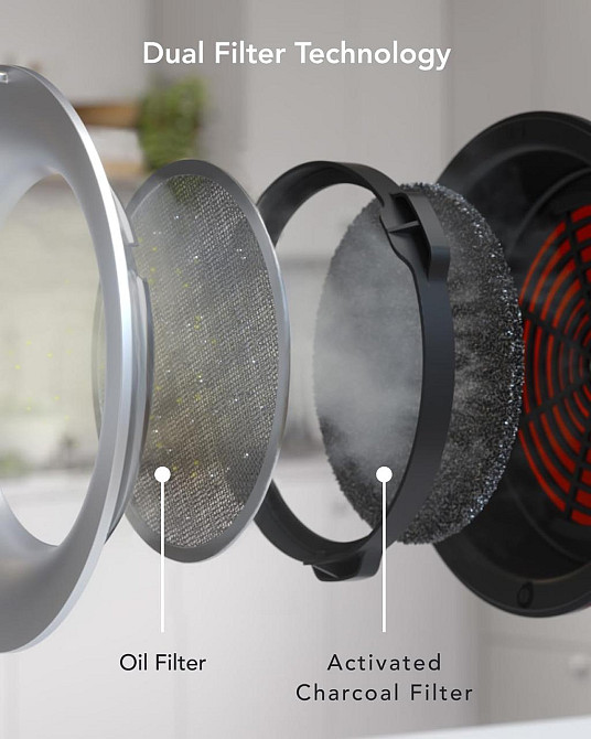 Кухонна витяжка Airhood Wired Чорний портативна безканальна 5 вугільних фільтрів нержавіючий масляний фільтр легке чищення Київ - фото 4