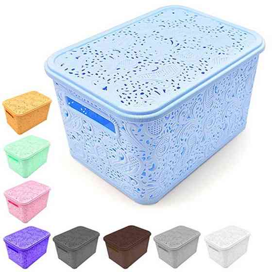 Кошик ажурний з кришкою №1 (210х290х125мм) (кольори в асортименті) Харків