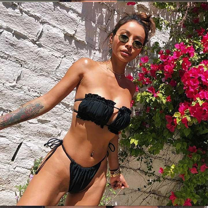 Купальник шторки на зав'язках S-M чорний Вінниця - фото 7