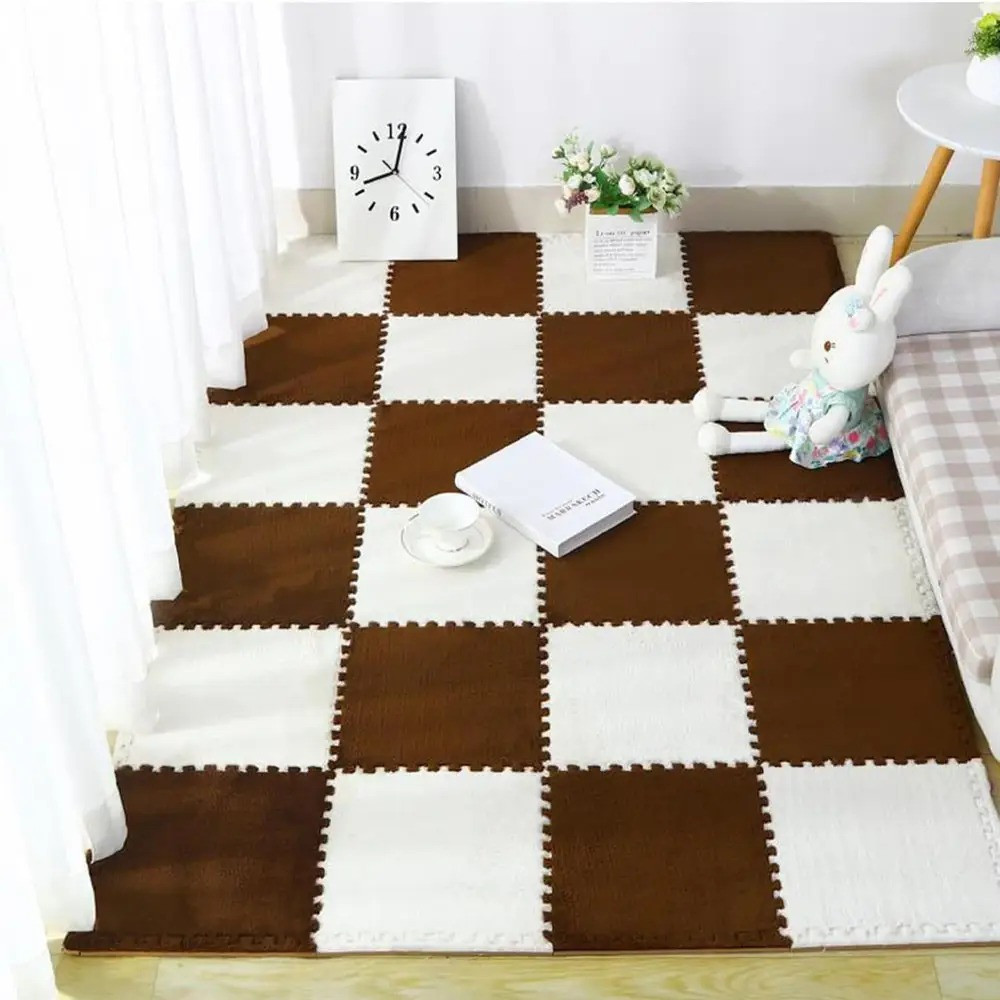 Коврик-пазл плюшевый, термоковрик, мат детский теплый 90*120см, 12 пазлов, цвет коричневый Каменец-Подольский - изображение 1