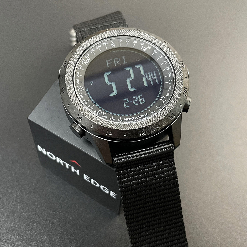 Часы мужские водостойкие тактические North Edge Desert Nylon Power 5BAR с компасом Черный Киев - изображение 13