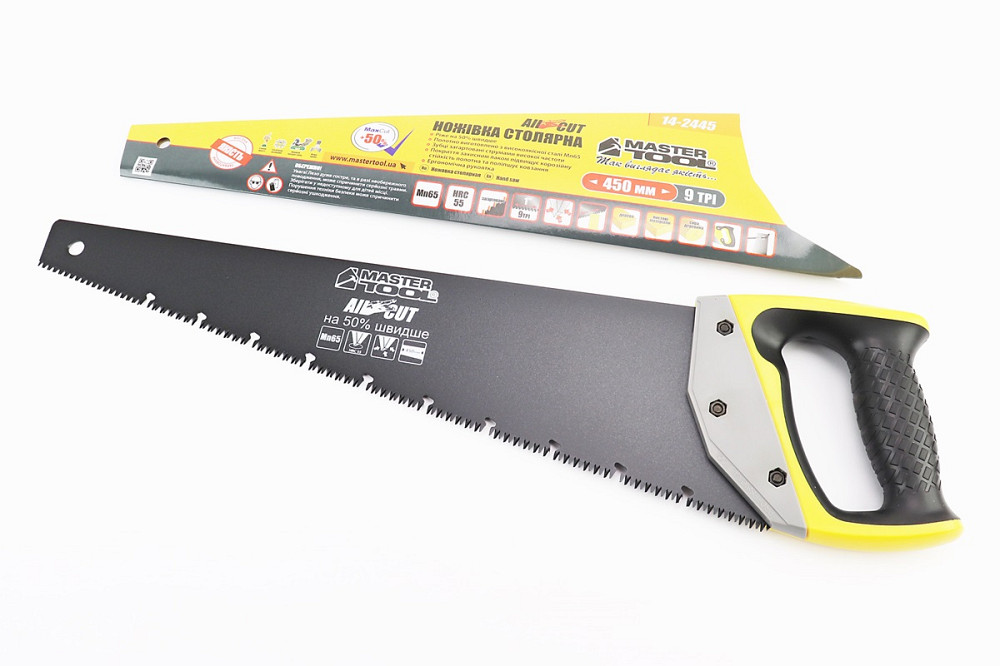 Ножівка по дереву 450мм, 9TPI MAX CUT, загартований зуб, 3D заточування, тефлонове покриття, BLACK ALLIGATOR 14-2445 Київ - фото 1
