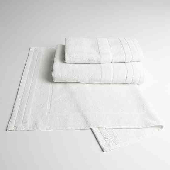 Набор банных махровых полотенец с велюровым бордюром 3шт GM Textile 50х70см, 50х90см, 70х140см (Белый) Сумы