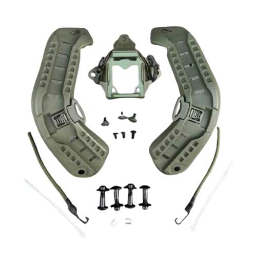 Рейкове кріплення (планка) + кронштейн NVG платформа (шрауд) на бронешлем Mich2000 з вухами (Оливковий) Київ - фото 1