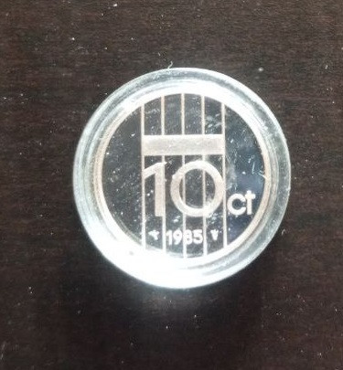 Монета 10 центов. 1985 год, Нидерланды. (капсула) ПРУФ Полтава - изображение 1