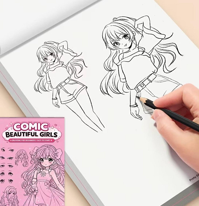 Книга для рисования аниме девушки Comic Beautiful Girls 32 стр 26×18 см — для начинающих Киев - изображение 1