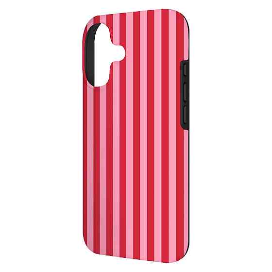 Чохол накладка для iPhone 17 полікарбонат і TPU захисний ударостійкий двошаровий рожево-червоні вертикальні смуги Київ