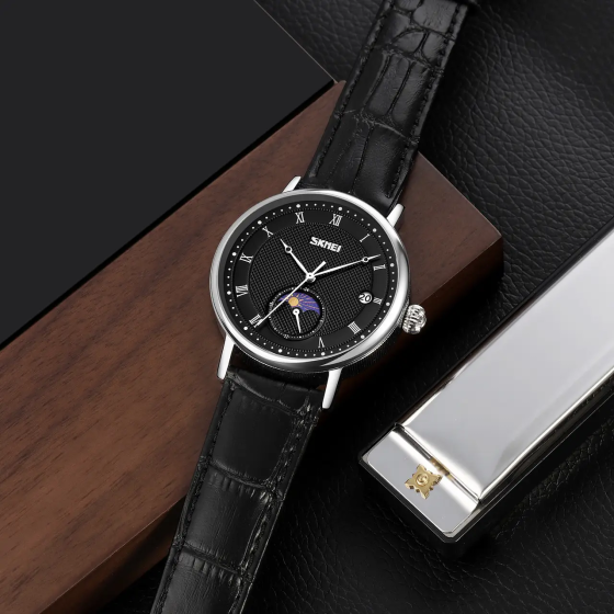 Годинник класичний чоловічий Skmei 9308 (Чорний з чорним циферблатом) Київ