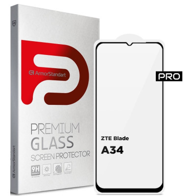 Скло захисне Armorstandart Pro ZTE Blade A34 Black (ARM78902) Вінниця - фото 1