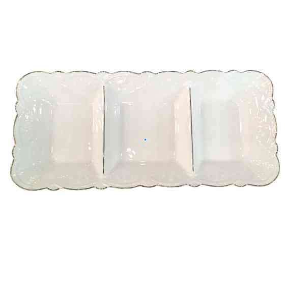 Менажниця порцелянова на 3 секції для закусок 30×14×3.5 (см) тарілка менажниця прямокутна для сервірування Біла 120-YH-HG016 Коломия