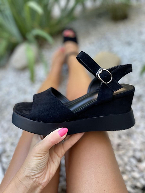 PLPS Босоніжки жіночі чорні PLPS -5 літні, еко-замша / Модні босоніжки на платформі р. 36-40 36 Коломия - фото 1
