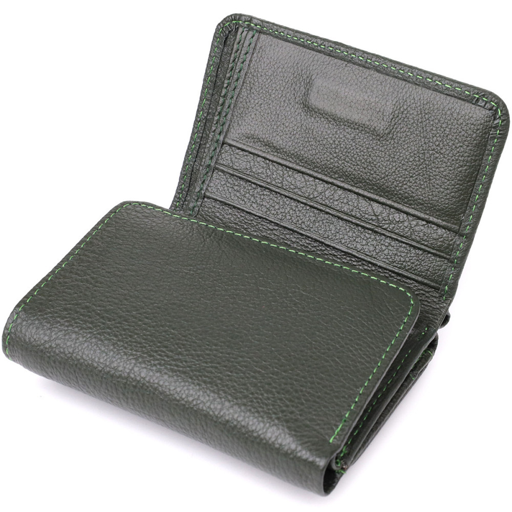 Женский кошелек компактного размера из натуральной кожи Зеленый (ST Leather) Киев - изображение 10