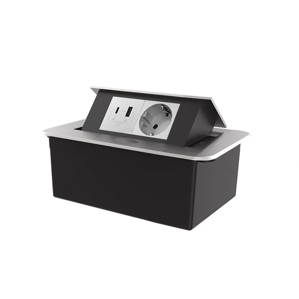 LIVOLO Меблева розетка LIVOLO срібна, вбудована у стільницю, з USB-A і USB Type-C 36 Вт, висувн Коломия - фото 4