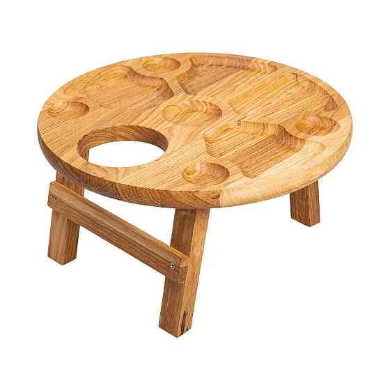 Lugi Винний столик-менажниця з дерева 35 см круглий на ніжках дуб Коломыя