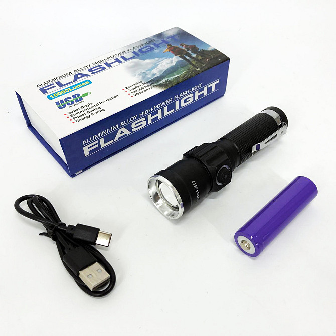 Ліхтар акумуляторний світлодіодний потужний PLD-1812-T6, Ударостійкий водонепроникний ліхтар WD-63 Київ - фото 2