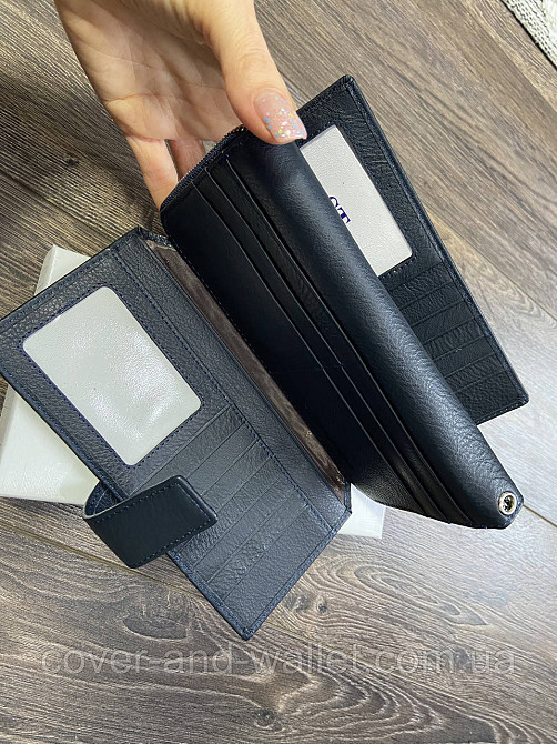 Темно-синій шкіряний гаманець клатч ST 228 Київ - фото 10