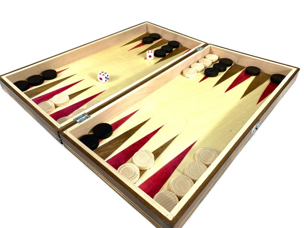 Шахова дошка для ігор 3 в 1 з натурального дерева розмір 38.5х38.5 см (L), шахи, шашки та нарди ручної роботи Кам'янець-Подільський - фото 10