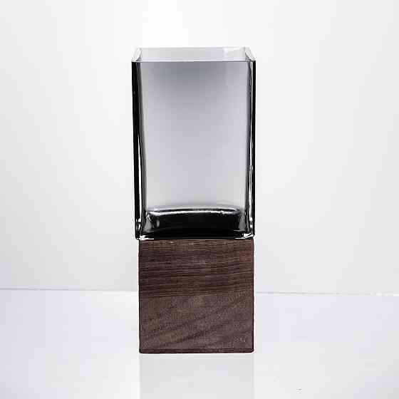 Декоративна квадратна ваза для квітів зі скла 25 см Київ