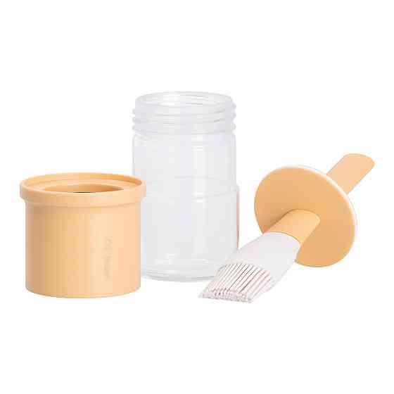 Баночка для олії з пензликом 300 мл диспенсер з пензликом для оливкової, соняшникової олії Жовтий HP-34-11Y Коломия