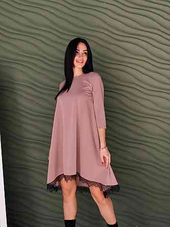 Плаття трапеція з мереживом "Emma" |  Норма та батал Капучино, 54-56 Київ