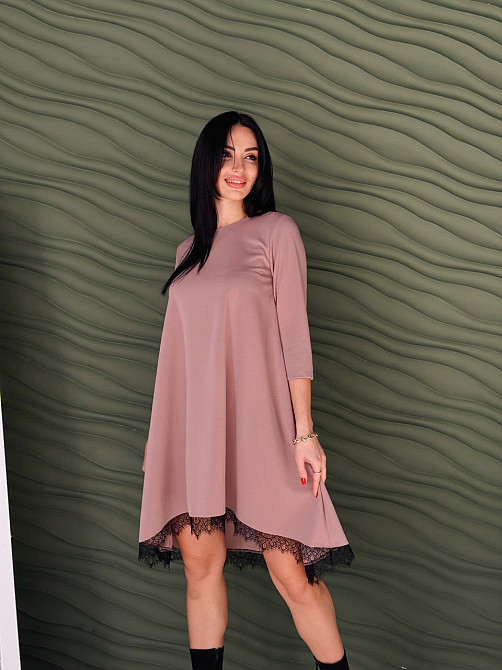 Плаття трапеція з мереживом "Emma" |  Норма та батал Капучино, 54-56 Київ - фото 1