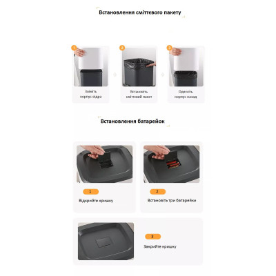 Контейнер для мусора JAH Paperwaste Квадратный Белый 15 л (20263) Винница - изображение 10