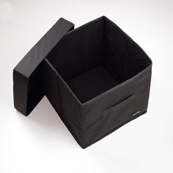Короб с крышкой 30х30х30см для хранения вещей HY-Kr-black (Черный) Сумы - изображение 4