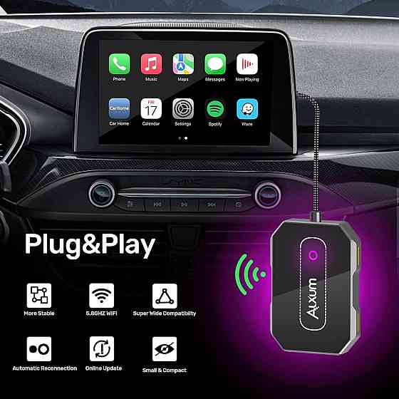 Автомобільний бездротовий адаптер Alxum для CarPlay Android Auto, для авто з дротовим CarPlay, Plug  Київ