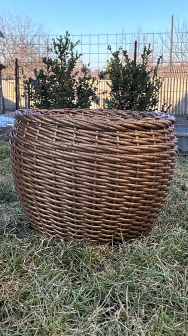 Кашпо з ротангу 12 л (ручна робота), стильний горщик для квітів - бронзове дерево Київ - фото 1