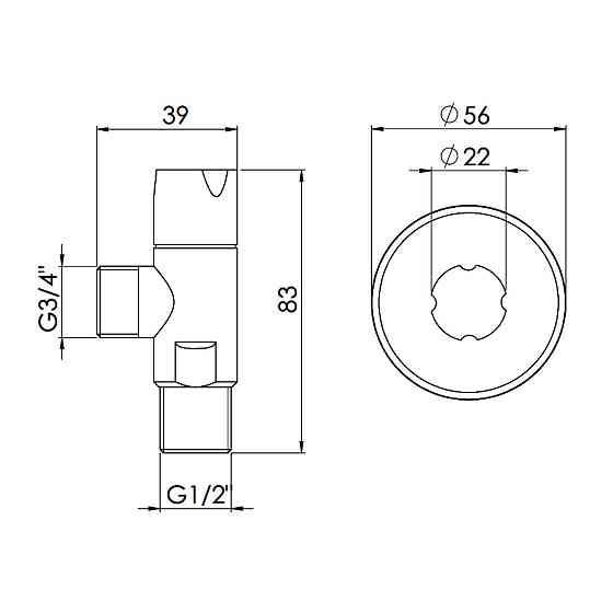 Кран кутовий Thermo Alliance Standart (ручка кругла) з керам.буксою 1/2"Н х 3/4"Н SF342W1520 Київ
