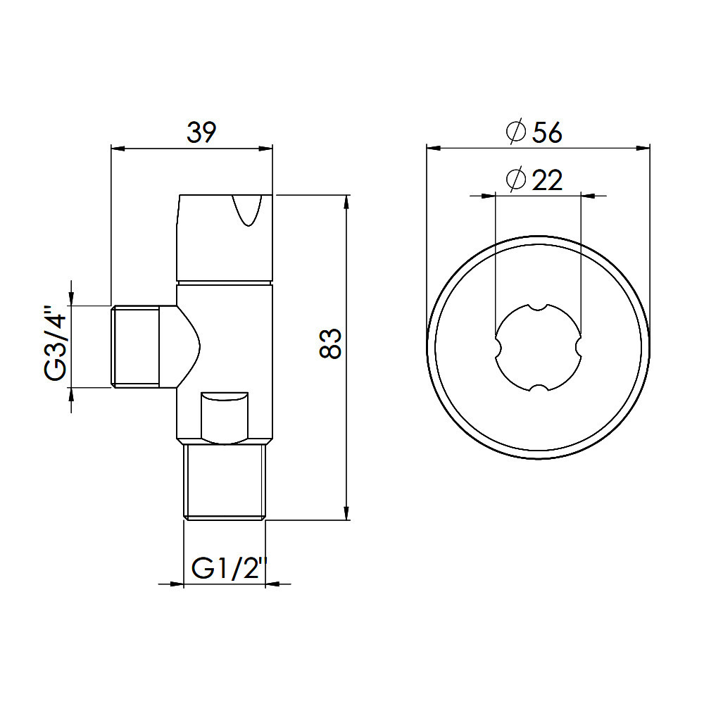 Кран кутовий Thermo Alliance Standart (ручка кругла) з керам.буксою 1/2"Н х 3/4"Н SF342W1520 Київ - фото 2