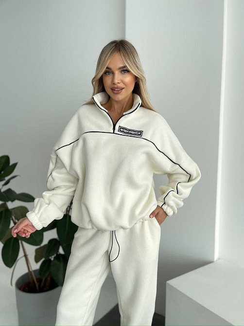 Женский флисовый женский костюм-оверсайз турецкий флис Белый, 42/44 Одесса - изображение 3