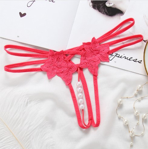 Трусики з розрізом та перлинами сексуальні універсальний рожевий Київ - фото 1