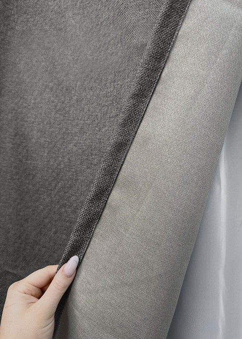 Комплект штор VR-Textil рогожка преміум TERRA LUXE 200х270 2шт і Тюль 600х270 1856ш-1704т Темно-сірий з білим 71-110/7 Київ - фото 6