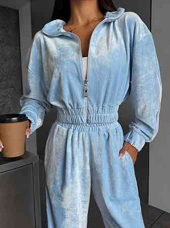 Жіночий прогулянковий костюм двійка: зіп кофта і штани з мармурового велюру Одеса