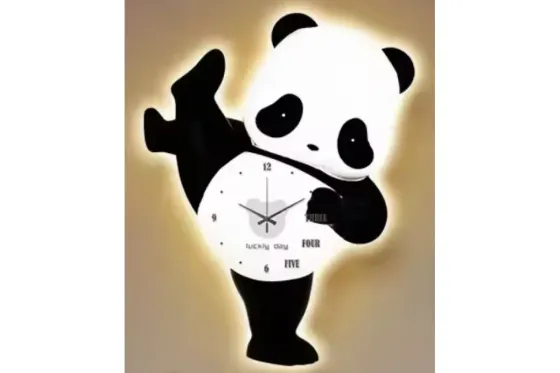 Детские настенные часы со светодиодной подсветкой в ​​виде панды / Декоративные LED-часы Панда без звука с мягкой подсветкой Коломия