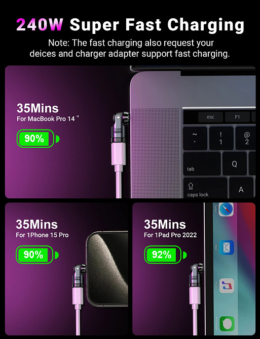 Магнітний конектор Lightning для магнітного адаптера, 9pin, швидка зарядка до 240W (без адаптера) Николаев - изображение 4