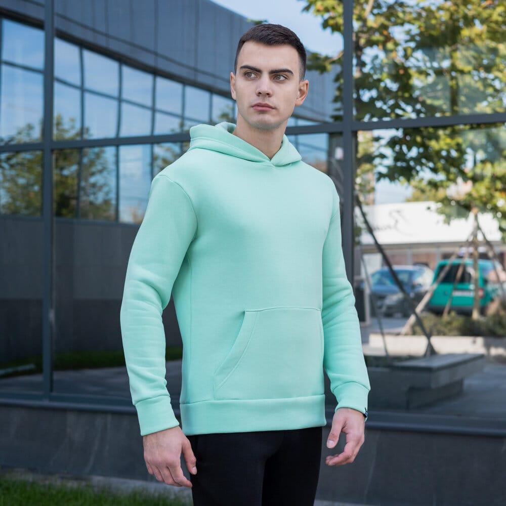 Тепле чоловіче худі на флісі з капюшоном ментолове Pobedov 007 ЗИМА Київ - фото 1