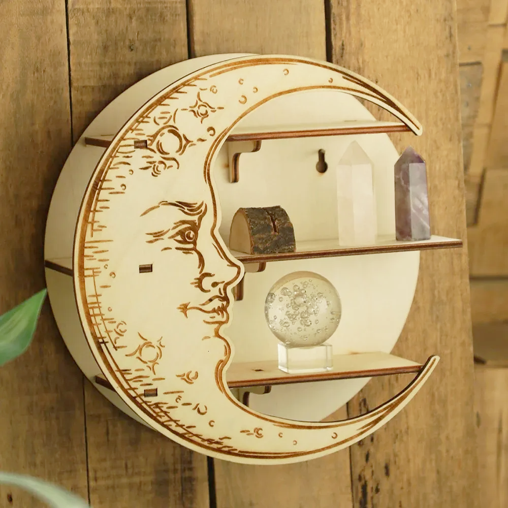 Настенная полка Луна, органайзер с 3 полками для украшений и декора, деревянная полка полумесяц, цвет White Каменец-Подольский - изображение 1