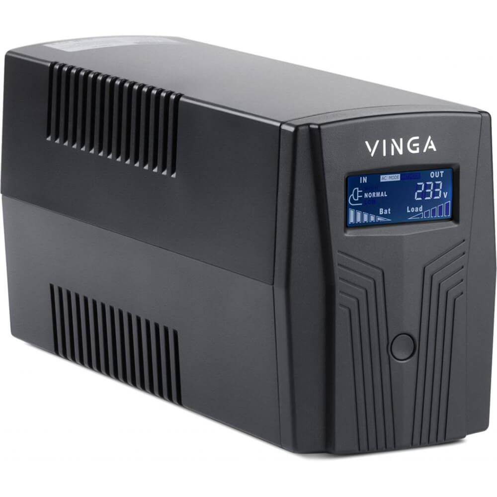 Джерело безперебійного живлення Vinga VPC-600PU 600ВА / 360 Вт з LCD-дисплеєм з USB у пластиковому корпусі Киев - изображение 2