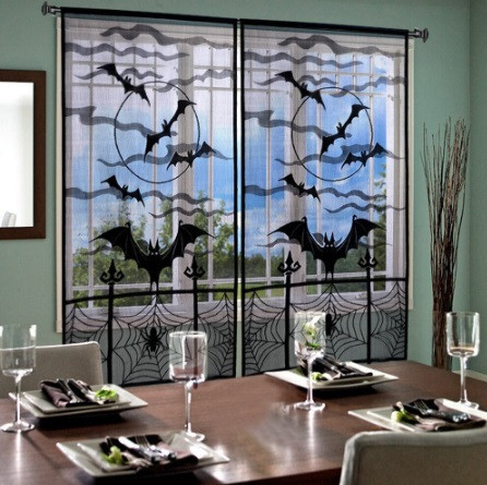 Декор для Хелловін штора Кажани 1 штука 213 на 116 см чорний Київ - фото 8
