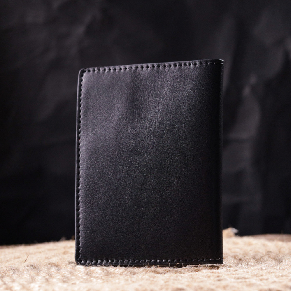 Красивая кожаная обложка на паспорт Черная (GRANDE PELLE) Киев - изображение 3