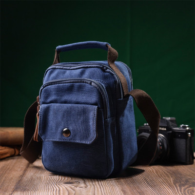 Сумка Vintage Невелика чоловіча з текстилю Синя (22221) Вінниця - фото 3