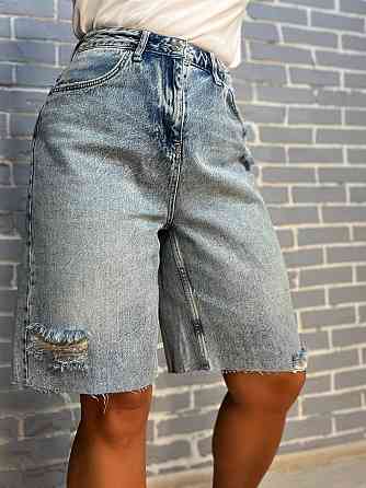 Шорты женские джинсовые Women Denim 2038-977 бермуды рваные длина до колен голубые, голубой, 36 Одесса